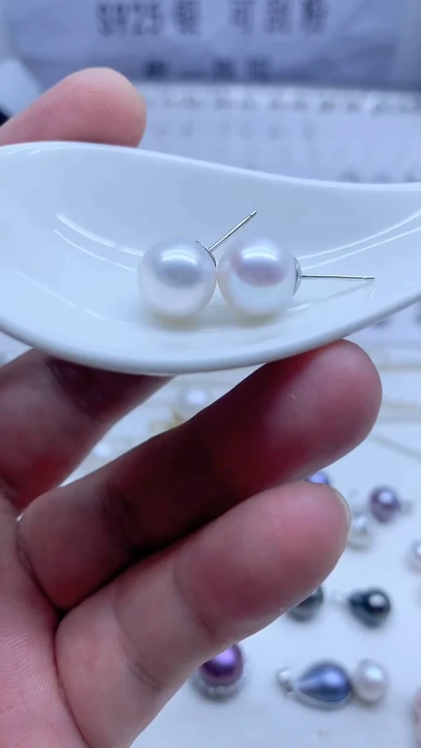未镶嵌淡水珍珠耳饰10-11