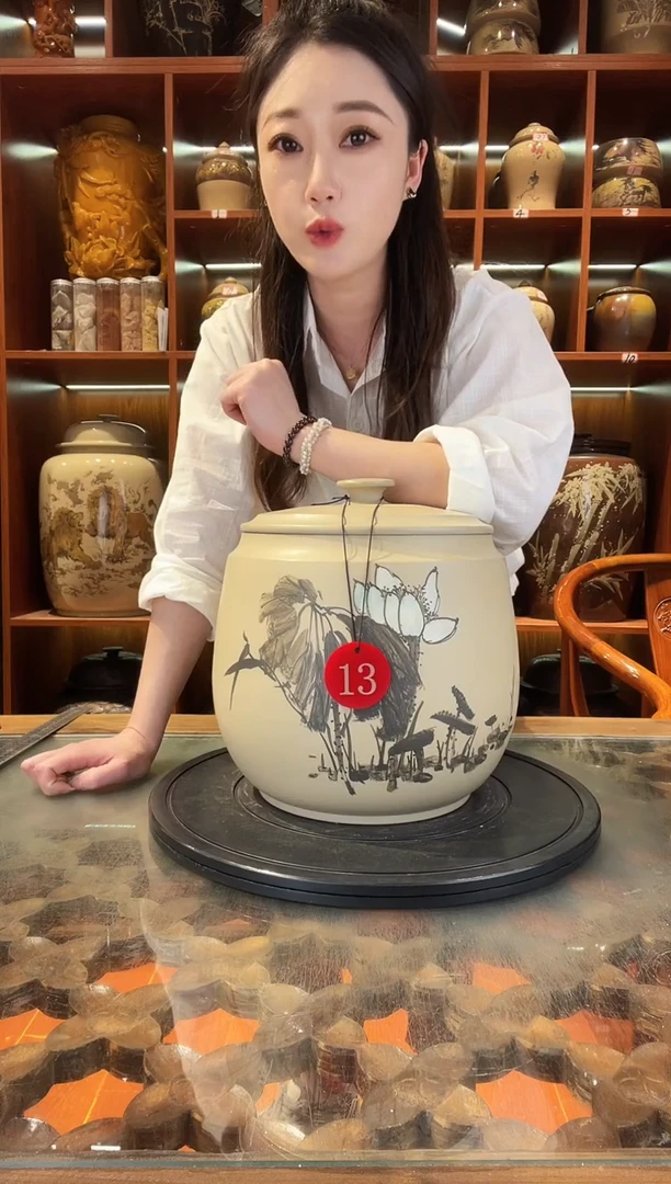 缸云南建水紫陶七饼白泥缸@13