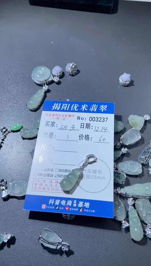 颈饰银S925镶嵌翡翠初**蛰银S925镶嵌