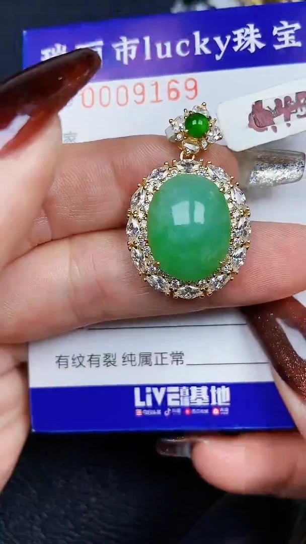 颈饰银S925镶嵌翡翠9169