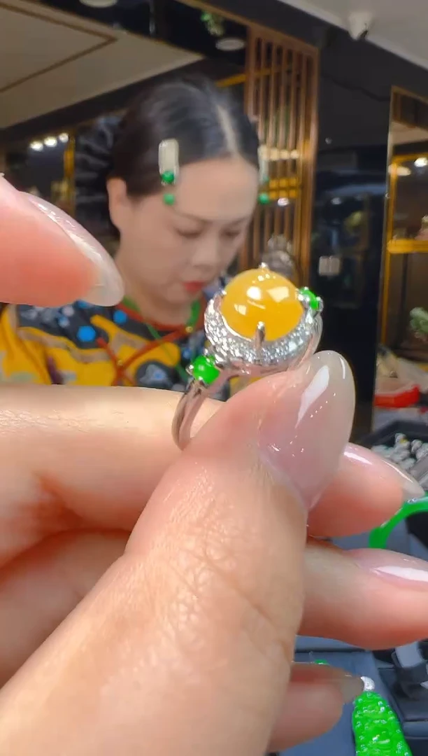 银S925镶嵌戒指翡翠063
