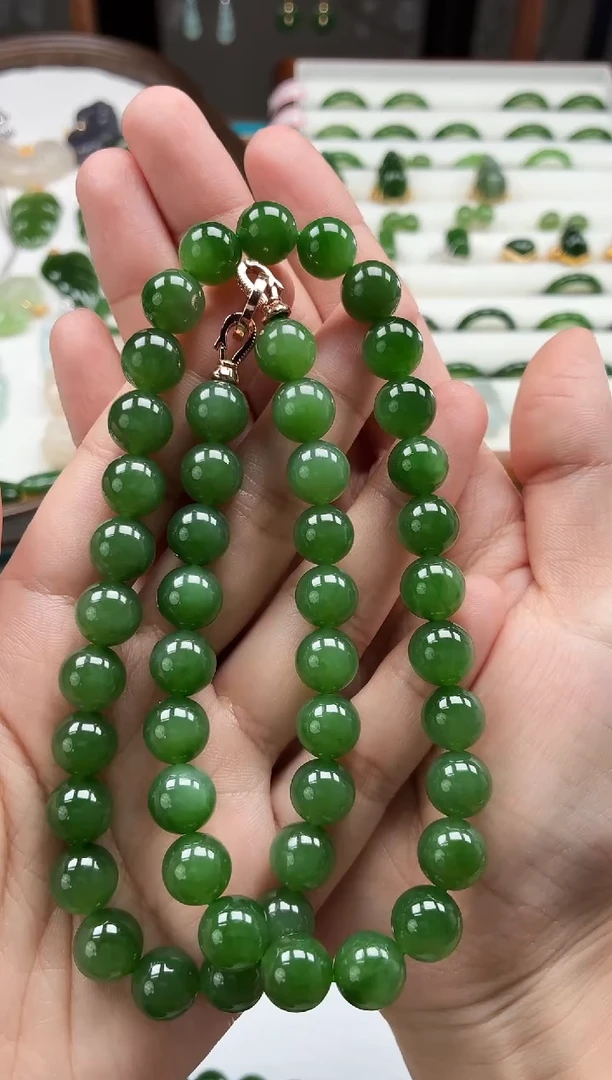 和田玉（碧玉）未镶嵌项链10mm项链