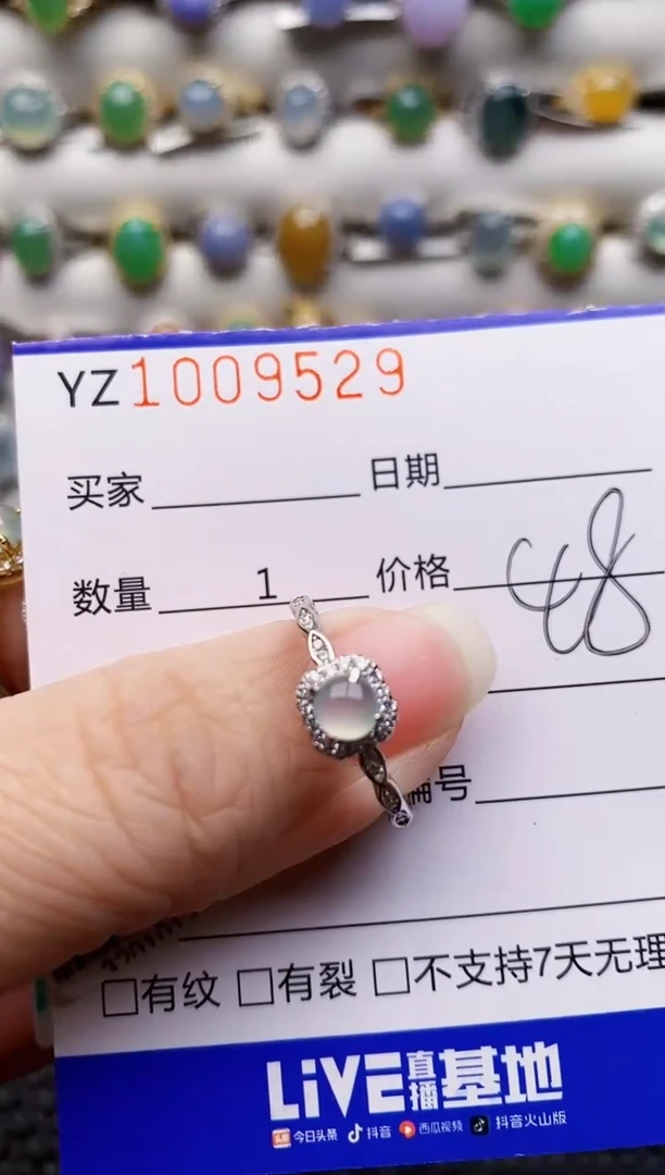 银S925镶嵌戒指翡翠9529