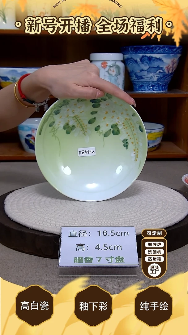 盘【陶源造】景德镇手绘釉下彩陶瓷餐具