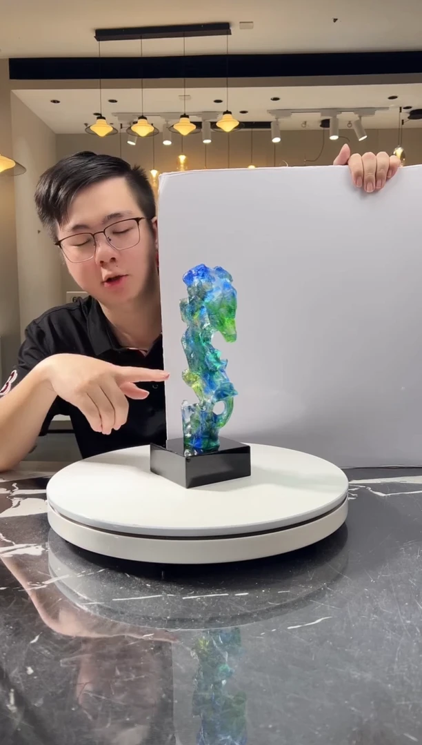 摆件巴比特美学-蓝绿小号太湖石+底座