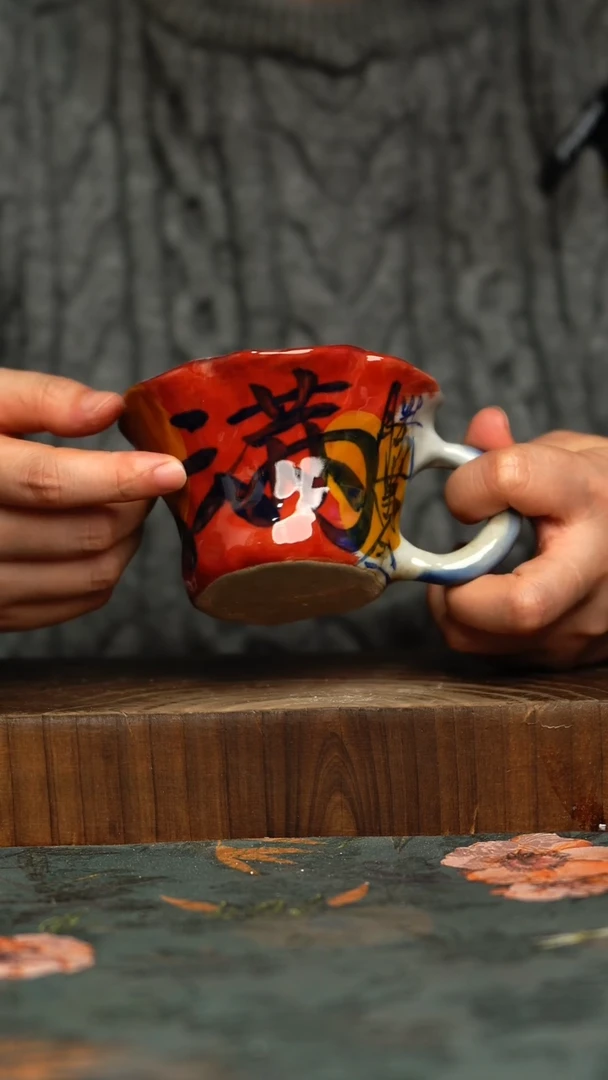 杯釉下彩手工手绘同款陶器