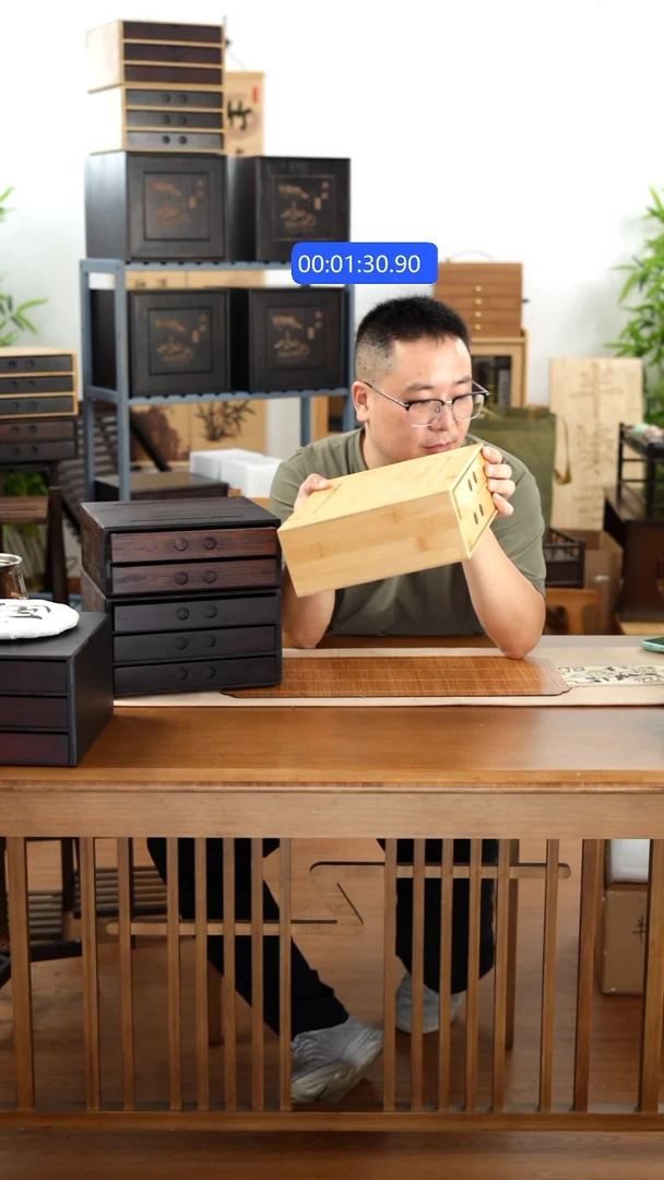 竹楠竹二层茶品盒子原色