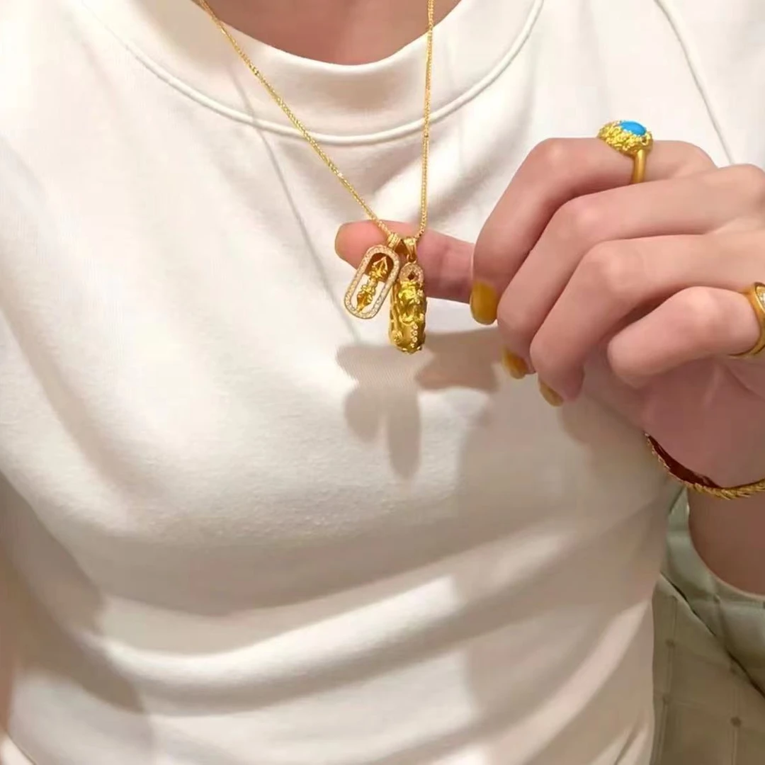 钛钢项链 金刚杵貔貅项链   M扣