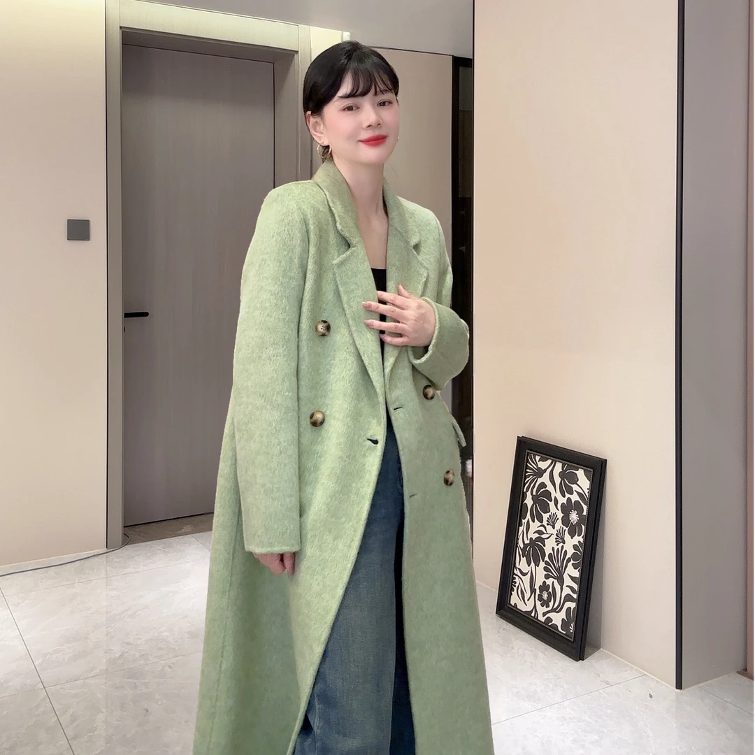 【糖果家】8807气质网红韩版秋冬显瘦双面百搭长款羊毛大衣