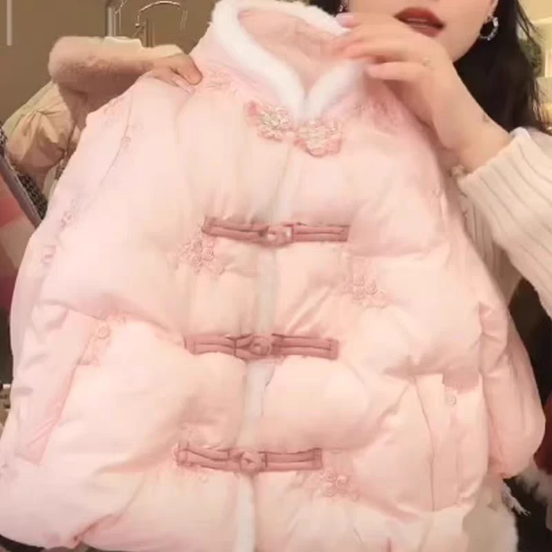 A-N21女宝国风棉服刺绣加绒加厚