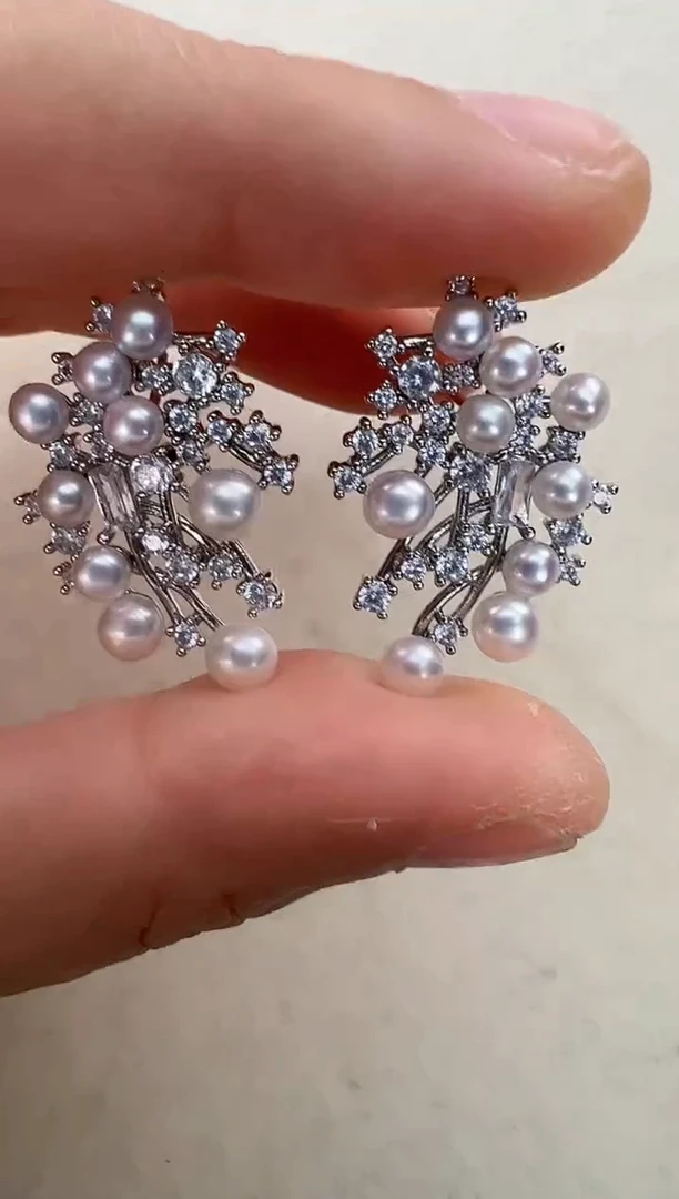 【闪购商品】淡水珍珠耳饰合金满天繁星