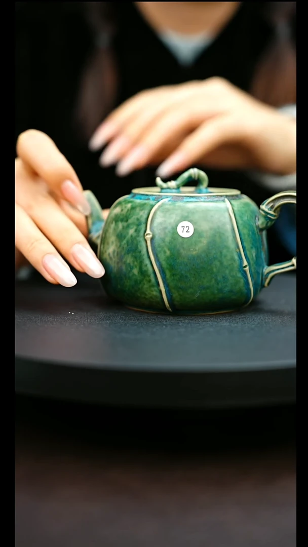 72#原矿钧瓷炉钧釉竹节南瓜壶