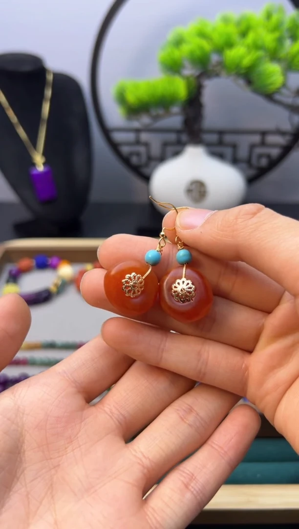 【闪购商品】蜜蜡耳饰14K金镶嵌E137