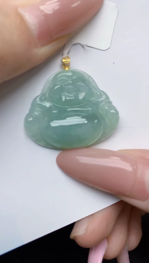 翡翠18K金镶嵌颈饰天然翡翠A货