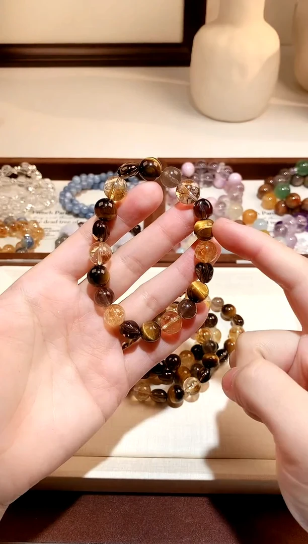 未镶嵌手链水晶黄塔晶黄虎diy手串 多样性发一