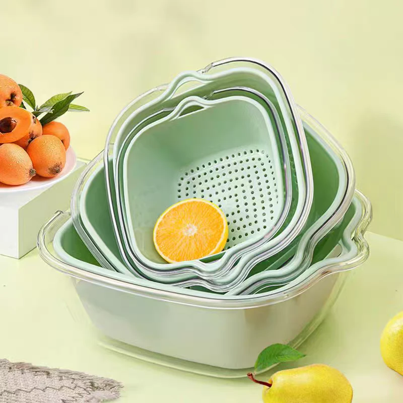 加厚沥水篮洗菜蔬菜双层客厅厨房家用水果塑料食品水果盘干湿分类
