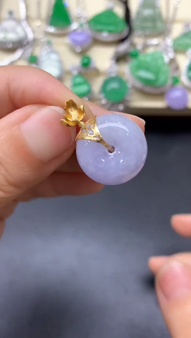 颈饰18K金镶嵌翡翠379-中国好珍宝