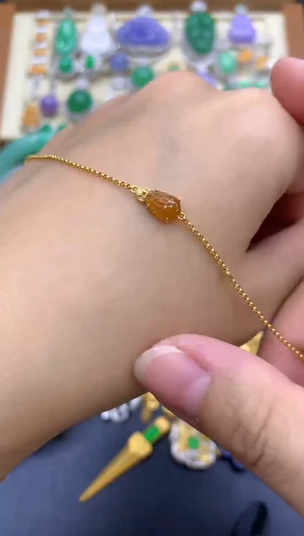 18K金镶嵌手链翡翠42-中国好珍宝