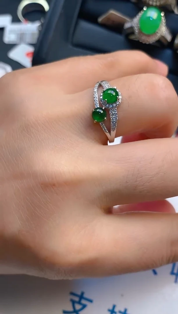 【闪购商品】翡翠耳饰银S925镶嵌天然A货翡翠1