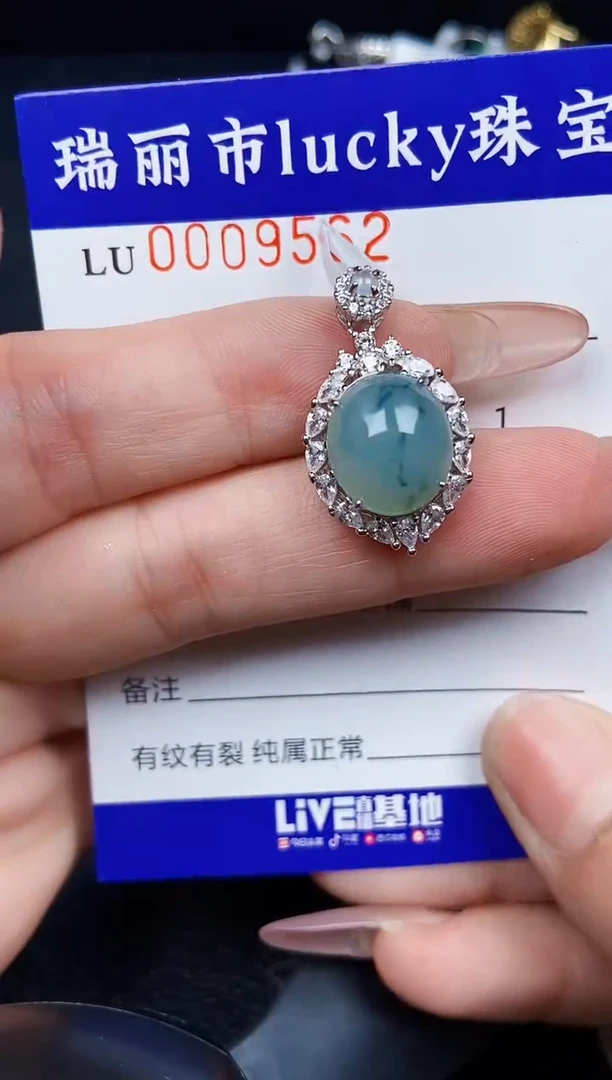 翡翠银S925镶嵌颈饰9562