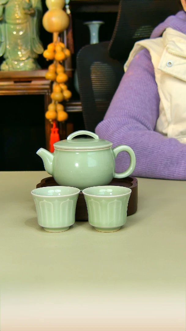 杯子陶豆绿汉瓦加两杯全手工原矿