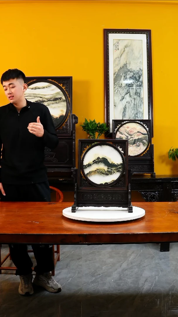 石材天然大理石画摆件