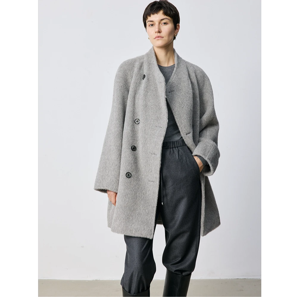 MARIUS“鱼子酱大衣”双排扣A摆大衣冬季