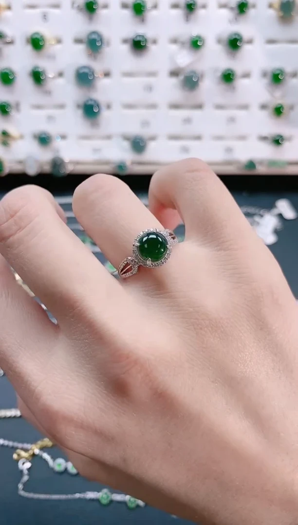 【闪购商品】翡翠戒指银S925镶嵌天然翡翠