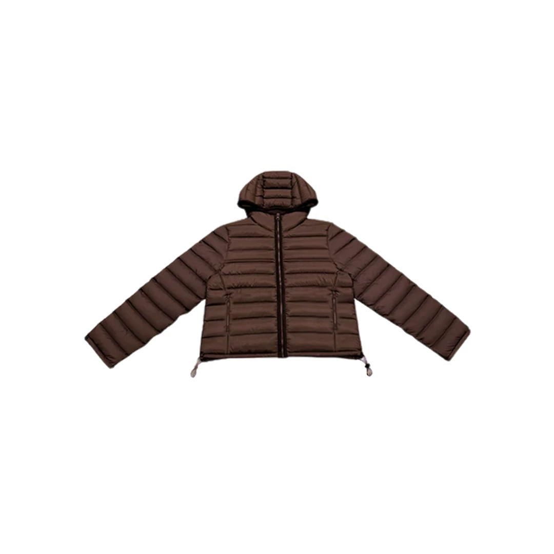 【欢姐同款】深咖色排骨鸭绒连帽短款绗缝原版外套粉丝福利断码清货