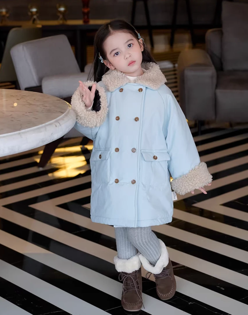 郝叔童品秋冬新款女童韩版加绒棉服2025时尚洋气百搭外套HR4453