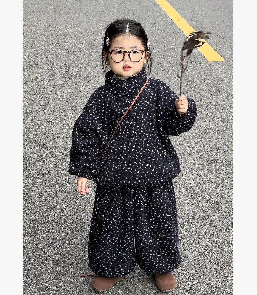 2025秋冬装男女童羊羔绒套装儿童加绒加厚立领拉链卫衣卫两件套