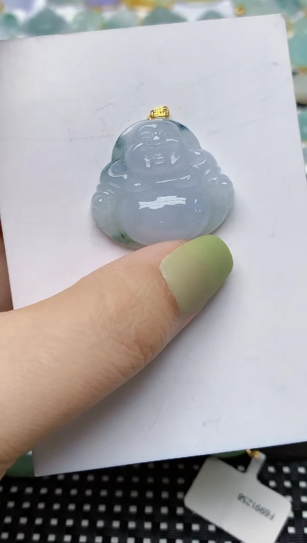 翡翠18K金镶嵌颈饰天然缅甸A货翡翠