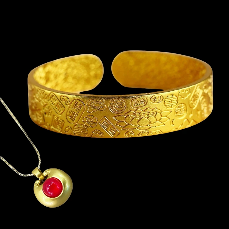 【荣总沐思】粉丝专属结婚镯吉言手镯+胖福吊坠礼盒合金CM13053