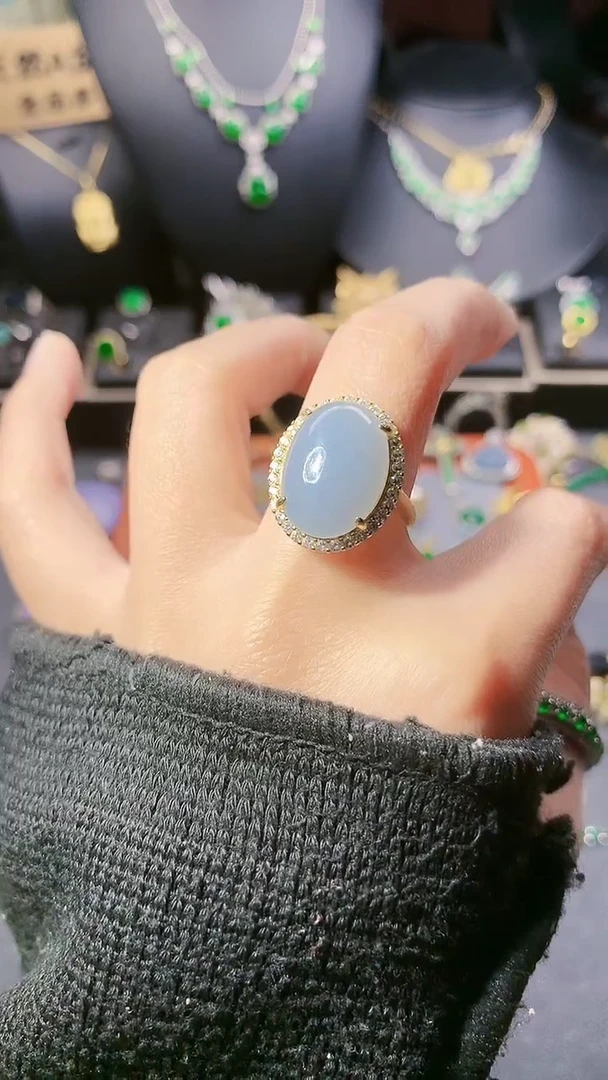 【闪购商品】翡翠戒指银S925镶嵌戒指