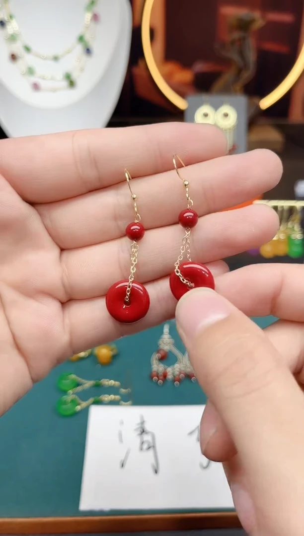 玛瑙/玉髓耳钉银S925镶嵌x143000