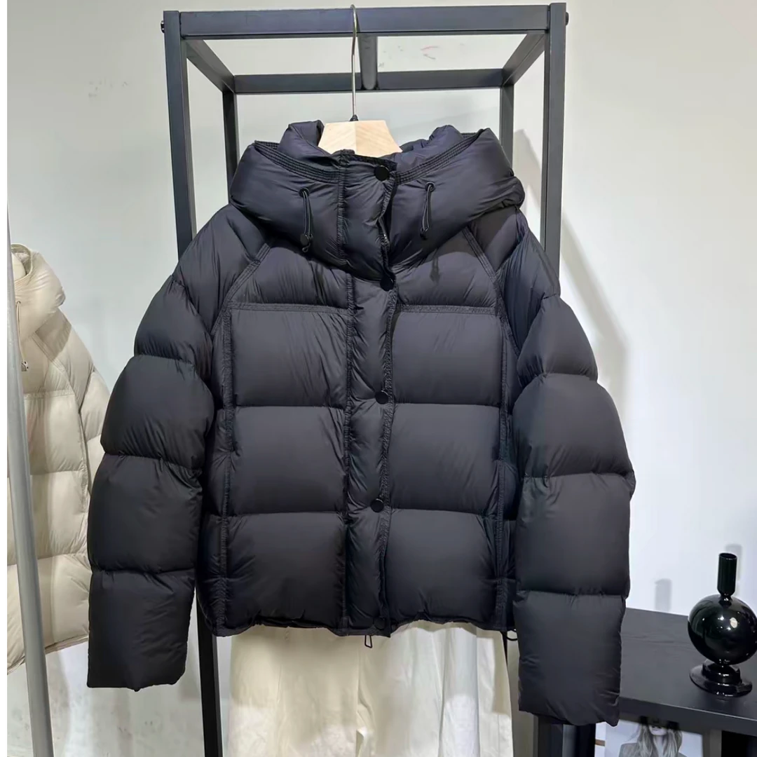 泡芙羽绒服拉链连帽常规潮流厚款宽松冬季简约羽绒服纯色