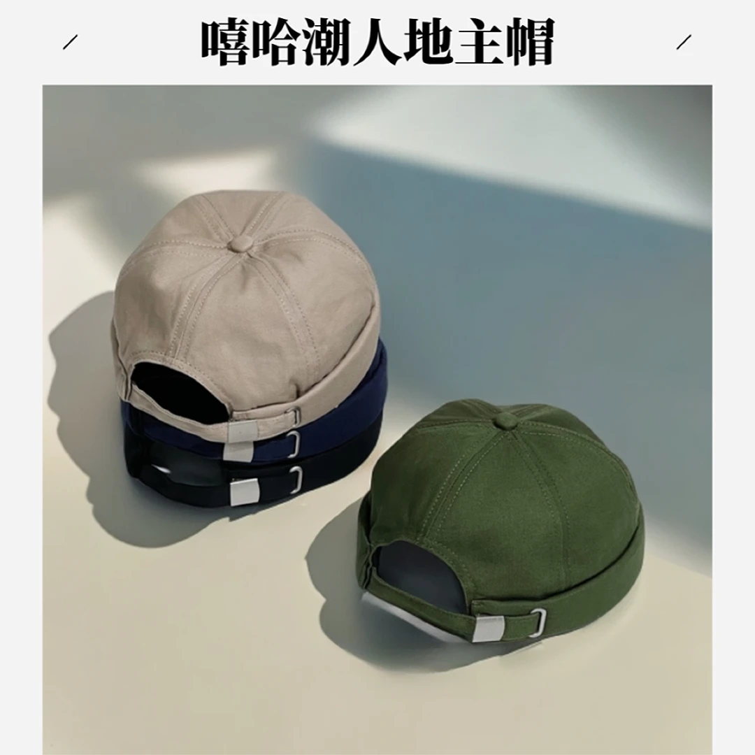 嘻哈帽绿色唐帽瓜皮帽雅痞休闲帽子潮人大头围时尚夏季高级帽子