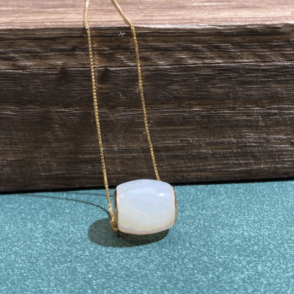 【符老板】y1593-足金镶嵌和田玉路路通吊坠-赠礼盒-赠链