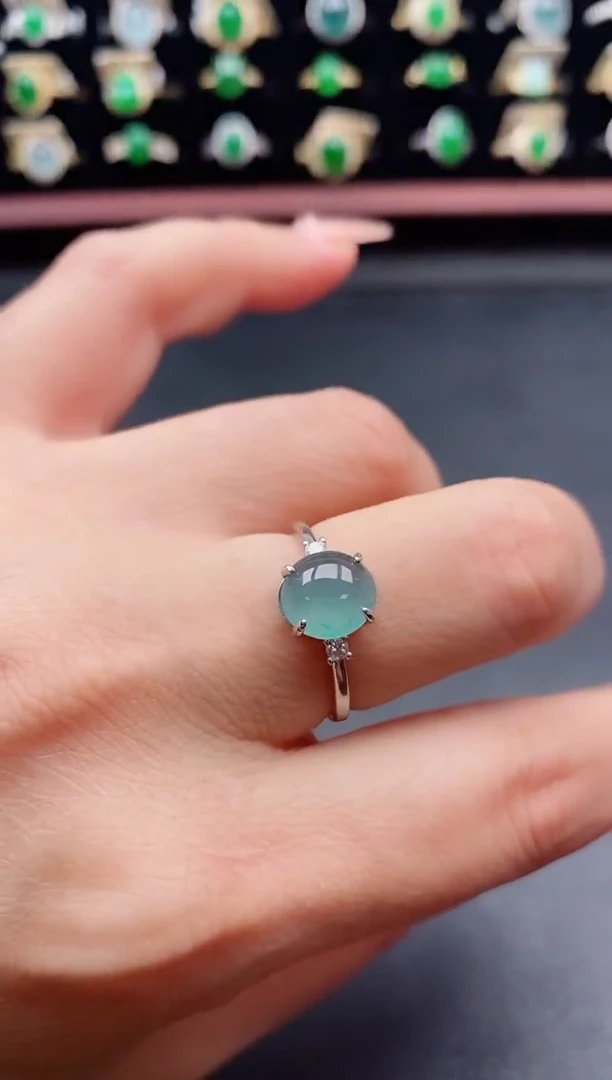 银S925镶嵌戒指翡翠1