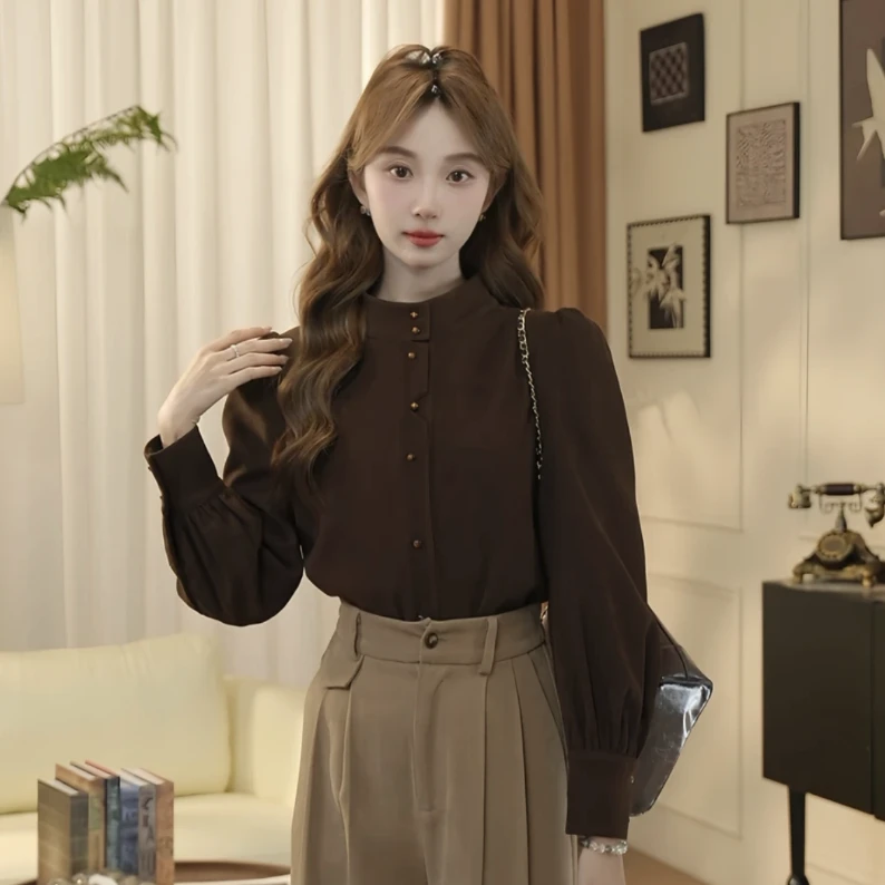 【林雾】通勤百搭设计感气质时尚衬衫9510