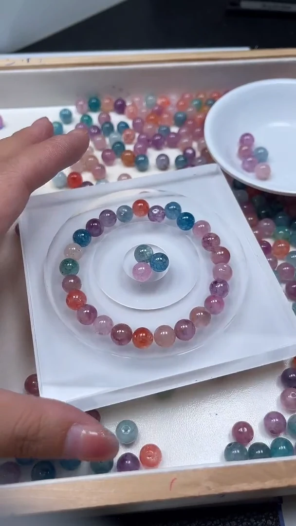 未镶嵌散珠碧玺M494 七彩碧玺8mm25颗9.9元