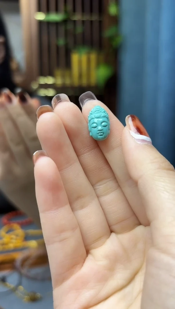 未镶嵌绿松石挂件普**房松石观音配饰SH