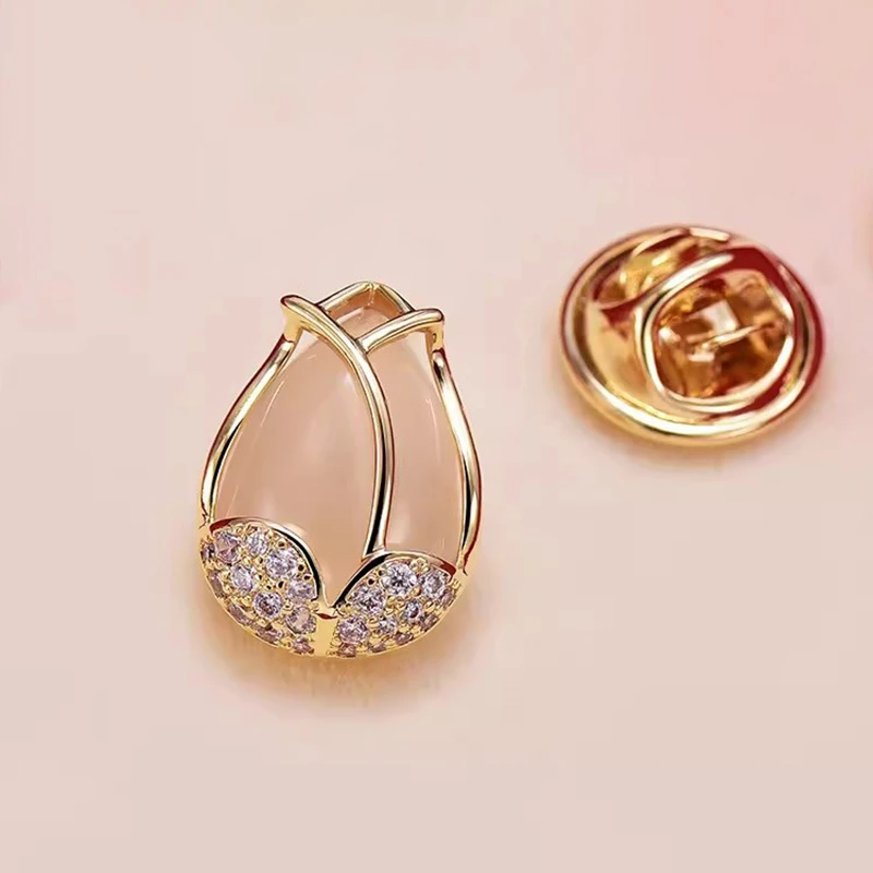 合金胸针 郁金香胸针女小防走光扣可爱别针胸口神器固定衣服配饰