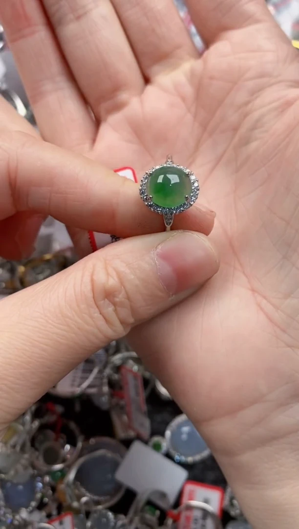 银S925镶嵌戒指翡翠5555----10