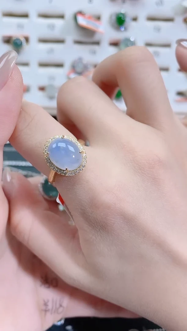 银S925镶嵌戒指翡翠天然翡翠