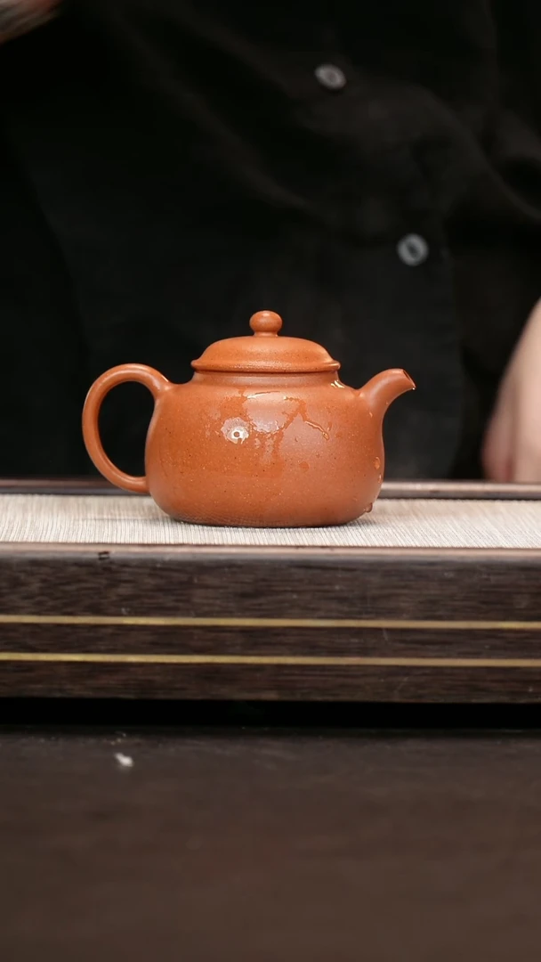 茶壶紫砂红泥  全手工  掇球 壶