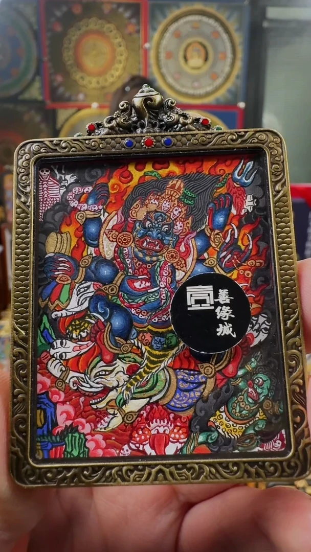 吊坠壹善缘城手绘唐卡大黑天