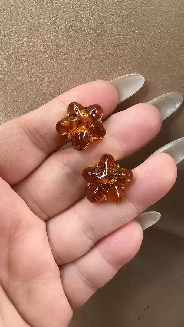 琥珀颈饰未镶嵌耳环