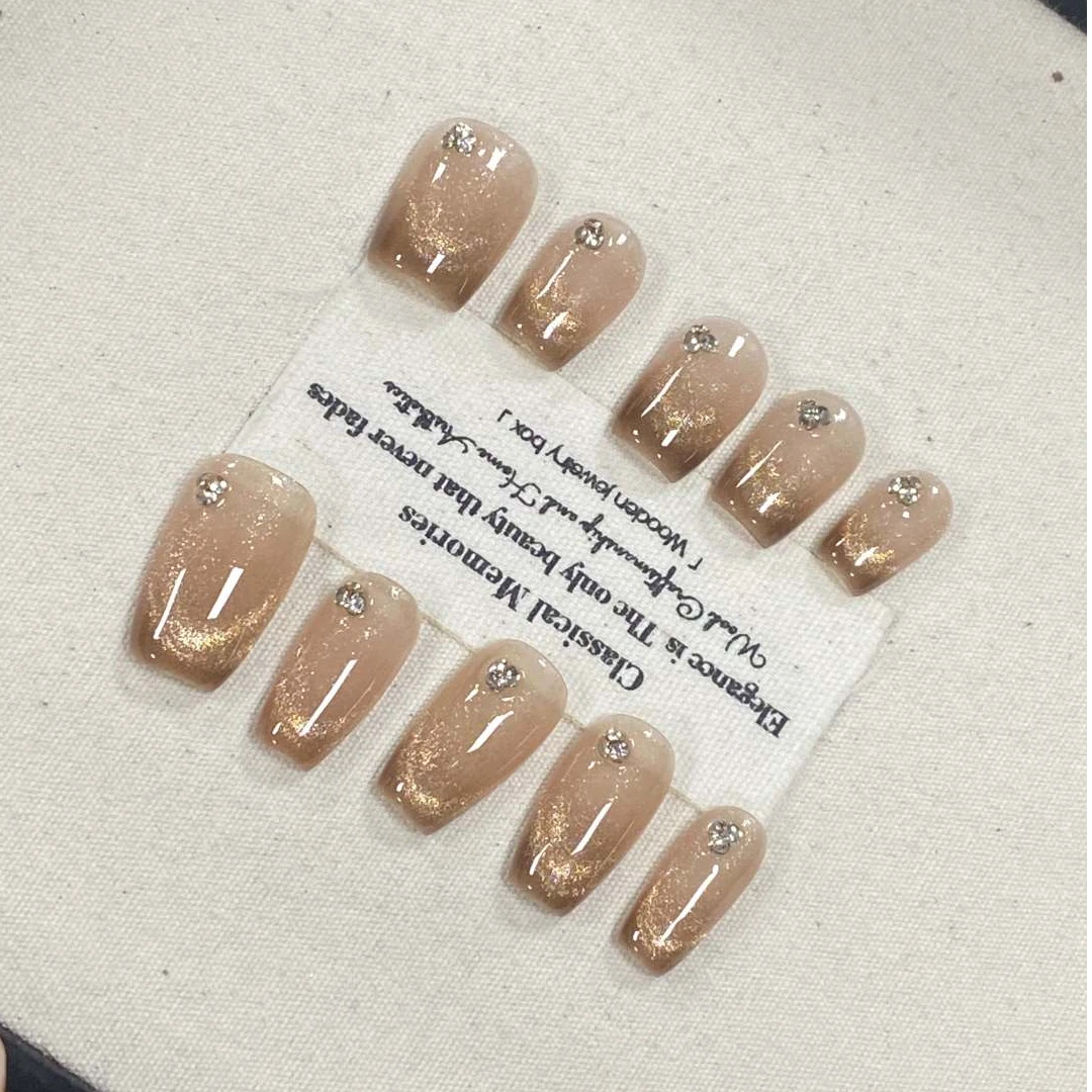 梦华专款【法式香槟】JD1774纯手工轻奢手工穿戴甲（送高级工具包）