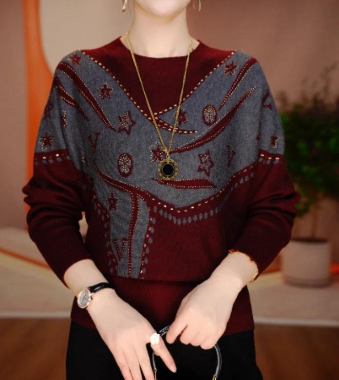 卓曼 秋冬保暖毛衣抗起球高端显瘦百搭减龄气质时尚上衣V25P946